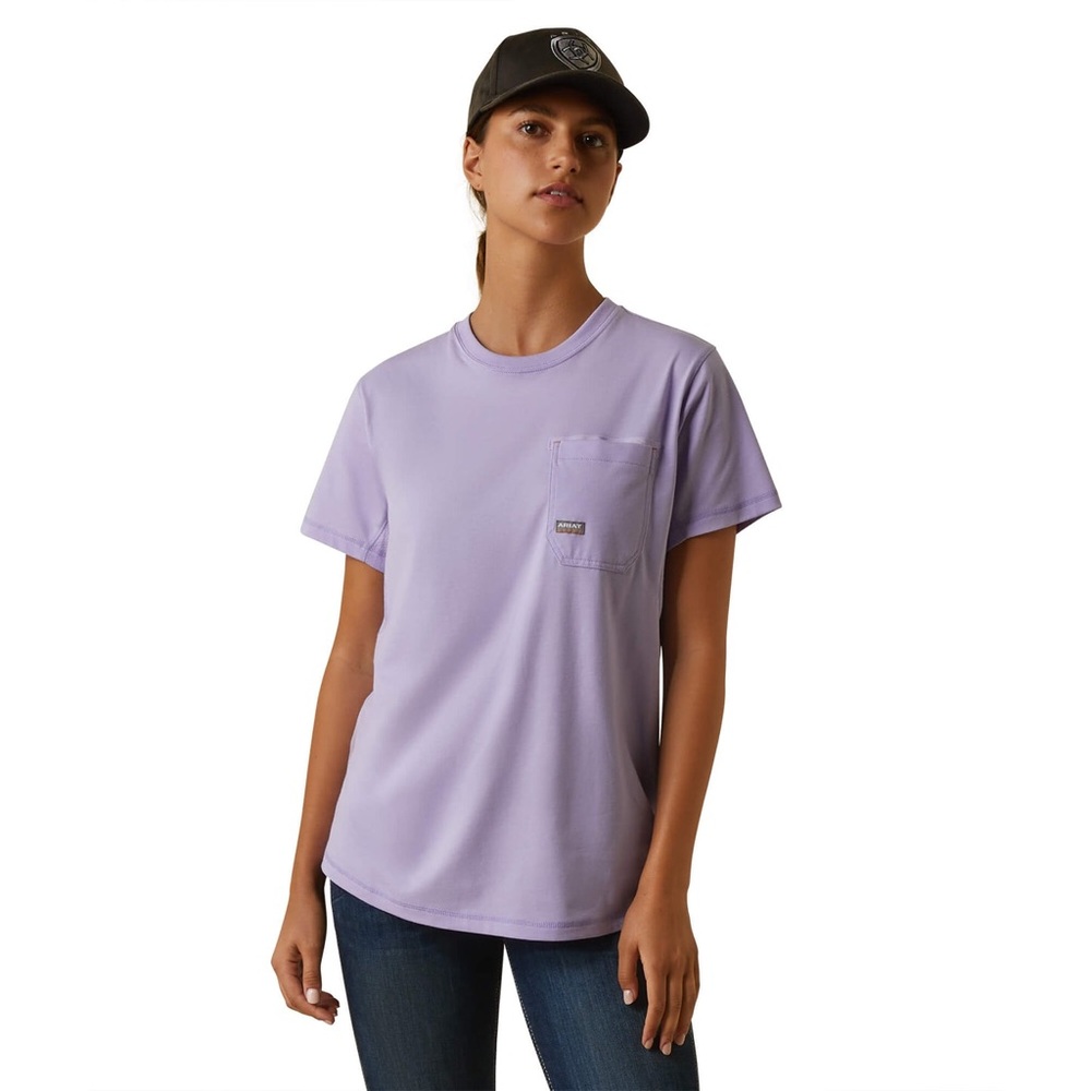 Ariat Rebar Workman Logo Graphic Lavender T-Shirt, NWOT, Women's 2X